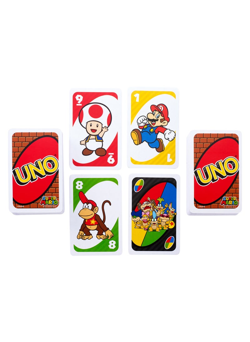 Mattel Games لعبة بطاقات UNO سوبر ماريو مع شخصيات متحركة مجموعة جامع 112 بطاقة مع صور الشخصيات، هدية للأطفال من عمر 7 سنوات وما فوق - Image 4