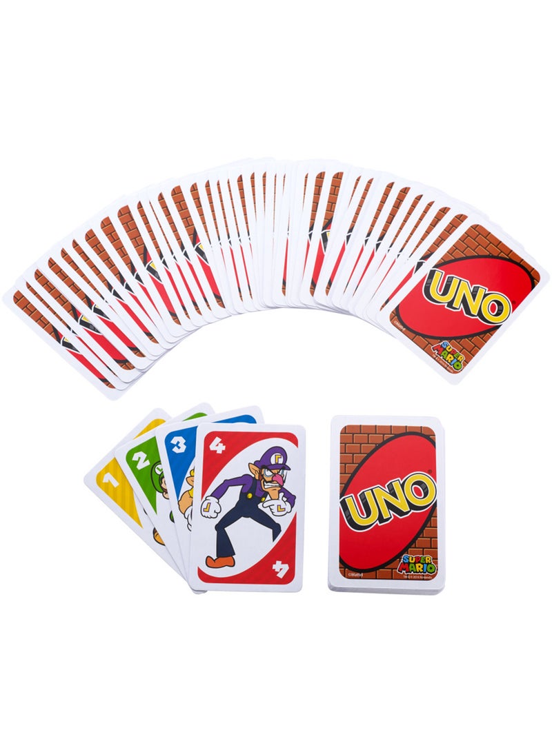Mattel Games لعبة بطاقات UNO سوبر ماريو مع شخصيات متحركة مجموعة جامع 112 بطاقة مع صور الشخصيات، هدية للأطفال من عمر 7 سنوات وما فوق - Image 3