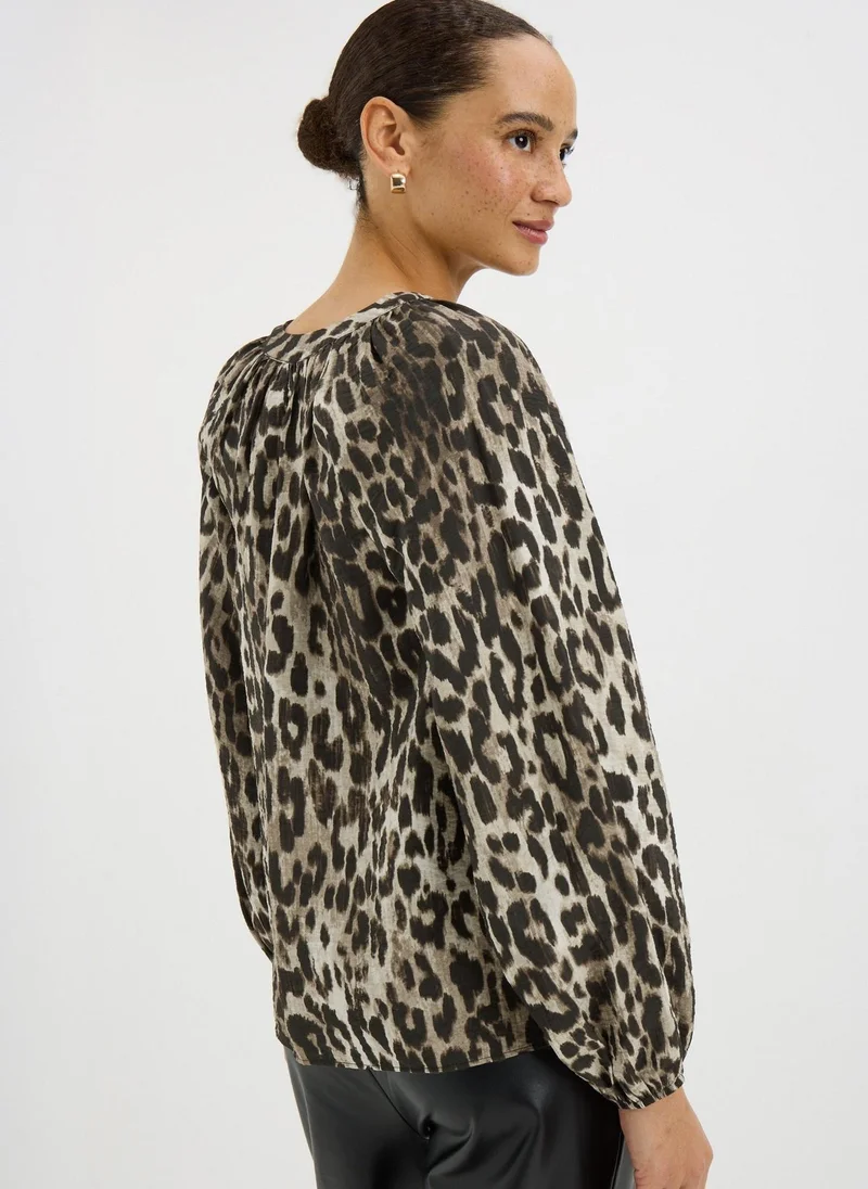 Matalan Brown Brown Leopard Print Popover Blouse for Women | Best Price UAE