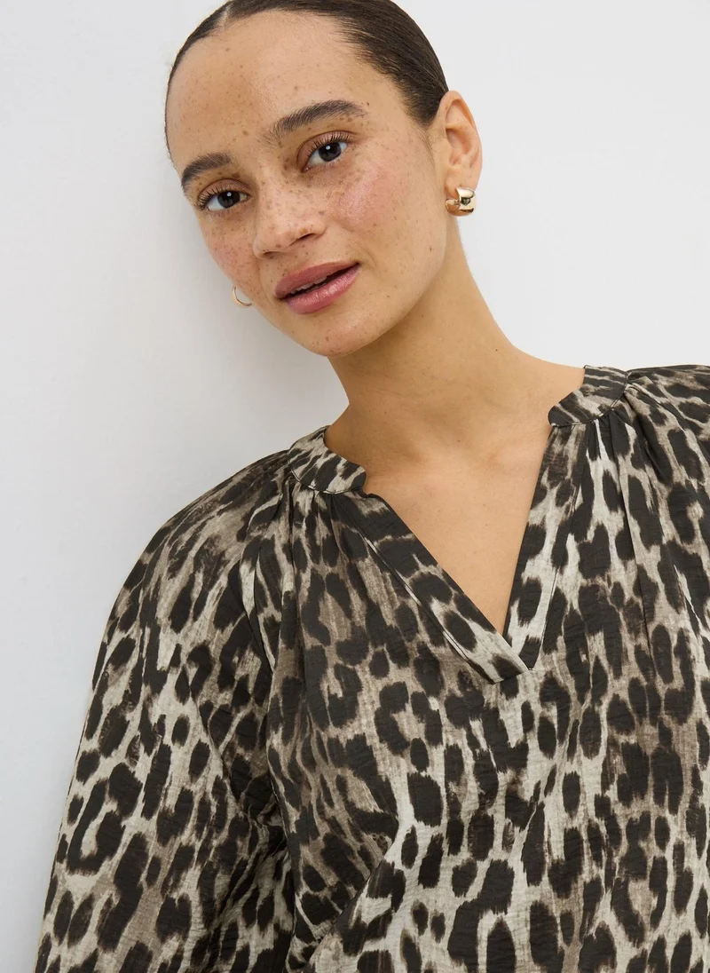Matalan Brown Leopard Print Popover Blouse