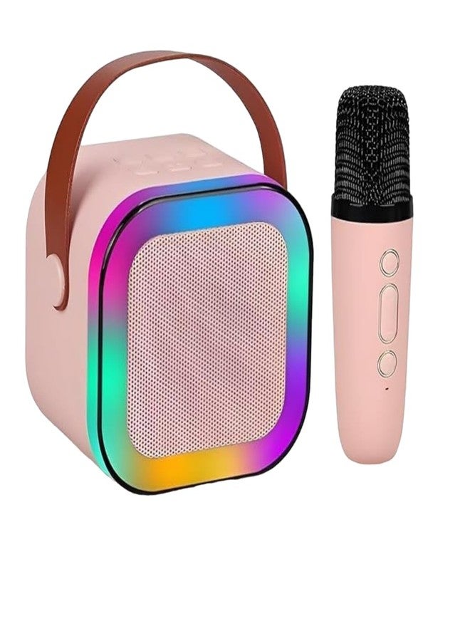 Mummy Please Kids Karaoke Bluetooth 5.3 Speaker with Wireless Microphone, RGB LED Lights, Magic Voice Effects, Rechargeable (Pack of 1 Pink) - Image 2