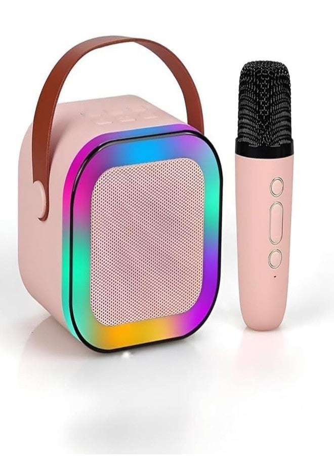 Mummy Please Kids Karaoke Bluetooth 5.3 Speaker with Wireless Microphone, RGB LED Lights, Magic Voice Effects, Rechargeable (Pack of 1 Pink) - Image 1
