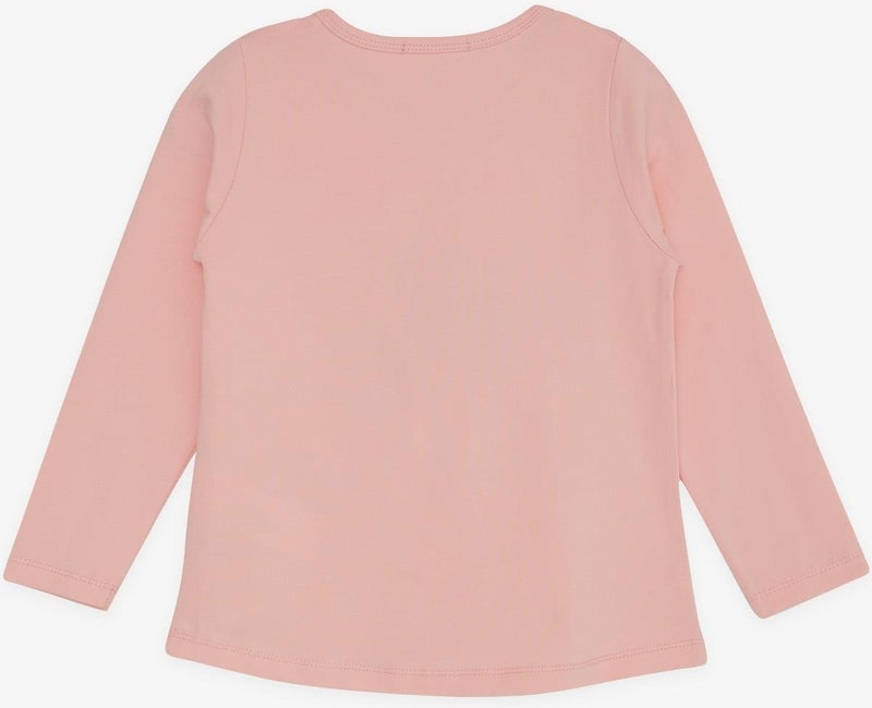 Girl's Long Sleeve T-Shirt Sequined Heart Printed 2-6 Years, Salmon