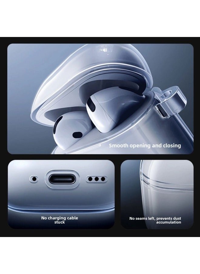 Generic - For Apple Airpods4 Bluetooth Protection PC Hard Shell Transparent Material Headset TPU Soft Set Factory-Color:Airpods 4 Tpu Material-regular Version-with Hanging Ears - Image 1