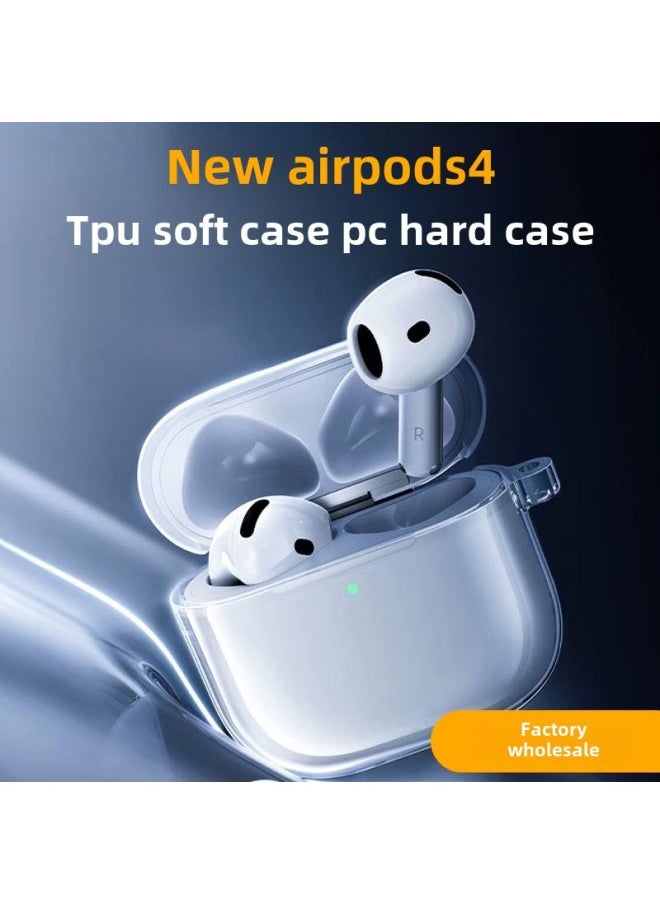 Generic - For Apple Airpods4 Bluetooth Protection PC Hard Shell Transparent Material Headset TPU Soft Set Factory-Color:Airpods 4 Tpu Material-regular Version-with Hanging Ears - Image 1