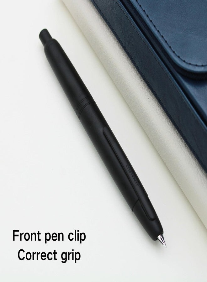 Jinhao 10 Press Fountain Pen for Office Use - Retractable Fine Nib & Ink Converter Set, Clip Version (F,Matte Black) - Image 4