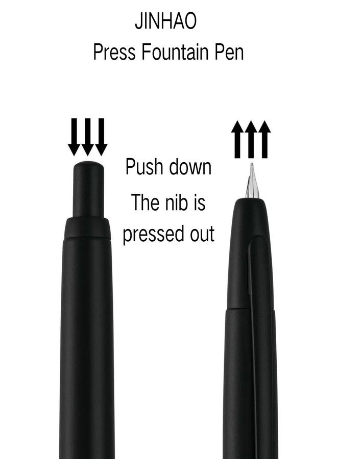 Jinhao 10 Press Fountain Pen for Office Use - Retractable Fine Nib & Ink Converter Set, Clip Version (F,Matte Black) - Image 2