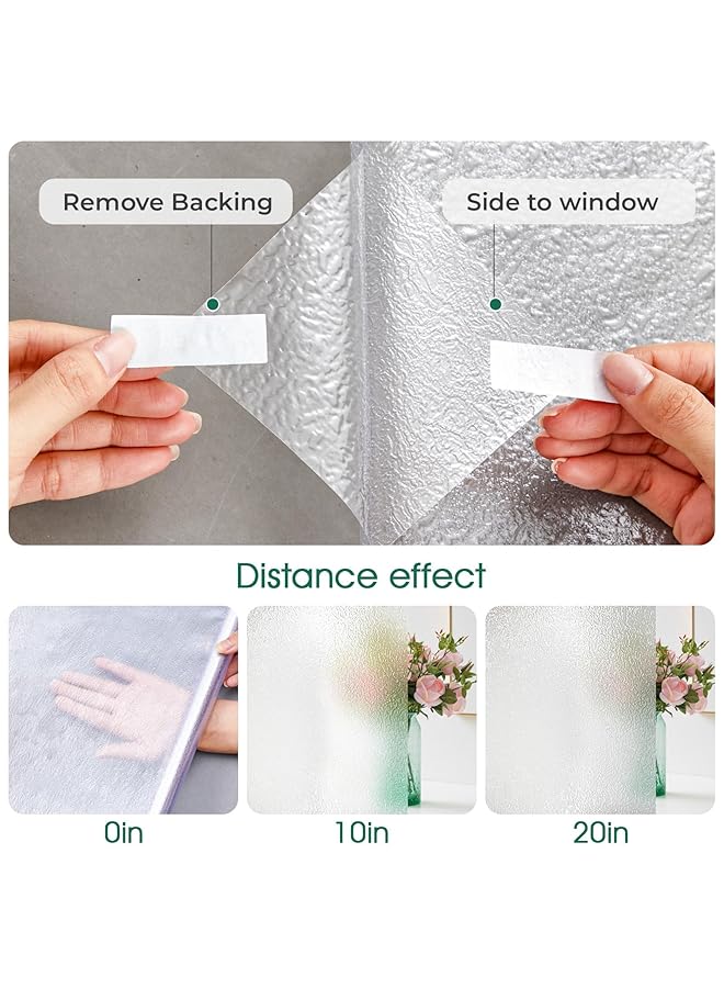 إيروريكس فيلم الخصوصية للنافذة، فيلم زجاجي مزخرف غير لاصق، فيلم ثابت، واقي من الأشعة فوق البنفسجية، مناسب للمنزل والمكتب، شفاف 45 × 200 سم - Image 5