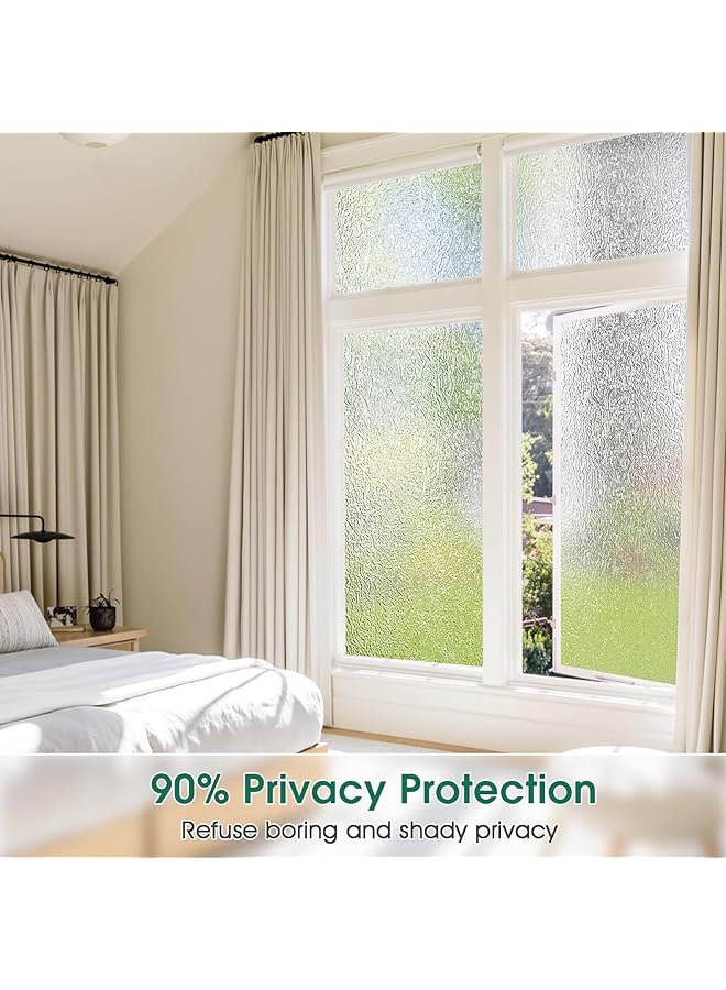 إيروريكس فيلم الخصوصية للنافذة، فيلم زجاجي مزخرف غير لاصق، فيلم ثابت، واقي من الأشعة فوق البنفسجية، مناسب للمنزل والمكتب، شفاف 45 × 200 سم - Image 3