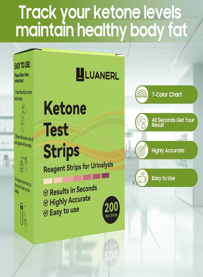 luanerl Ketone Test Strips 200 Count (100×2 Bottles) - Upgraded 7-Color Ketone Urine Test Strips for Monitor Ketosis - Keto, Low-Carb, Atkins & Paleo Diet Tracker, Ketone Test Kit with Color Chart on Bottle - Image 4