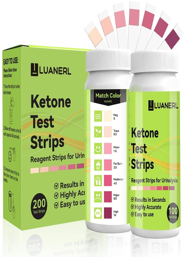 luanerl Ketone Test Strips 200 Count (100×2 Bottles) - Upgraded 7-Color Ketone Urine Test Strips for Monitor Ketosis - Keto, Low-Carb, Atkins & Paleo Diet Tracker, Ketone Test Kit with Color Chart on Bottle - Image 1