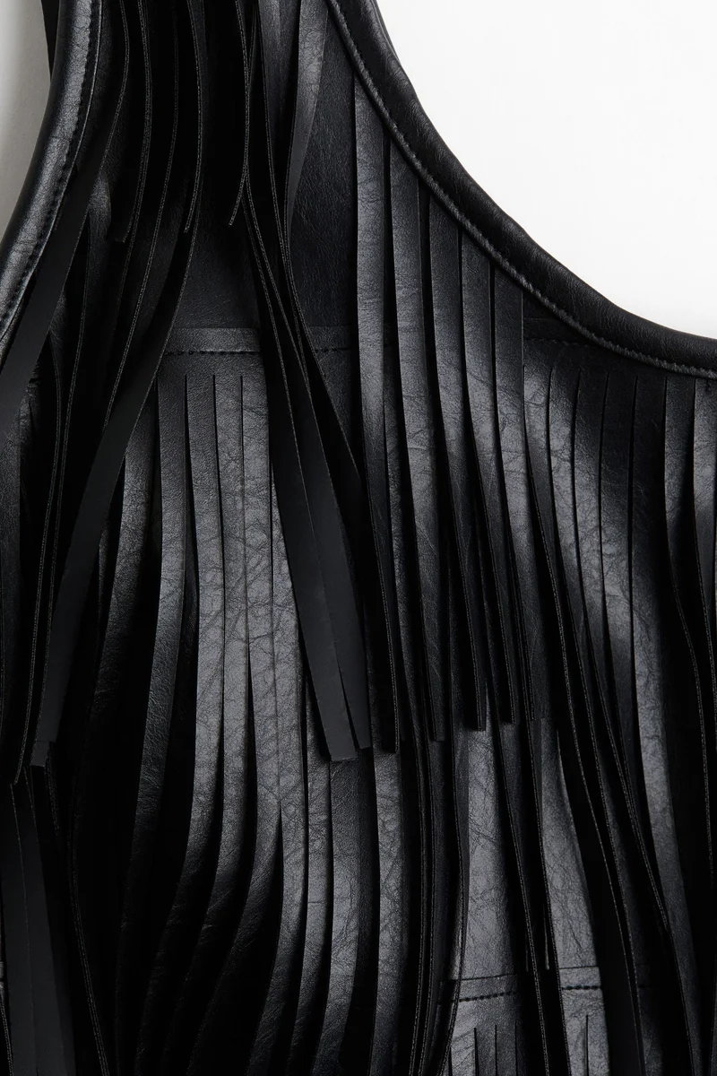اتش اند ام Coated fringed vest top