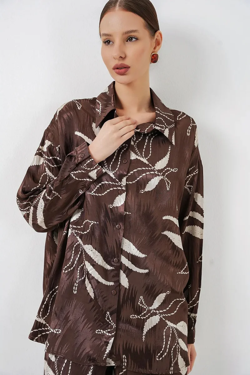بيغ دارت BDART Floral Viscose Shirt and Wide-Leg Trousers Set