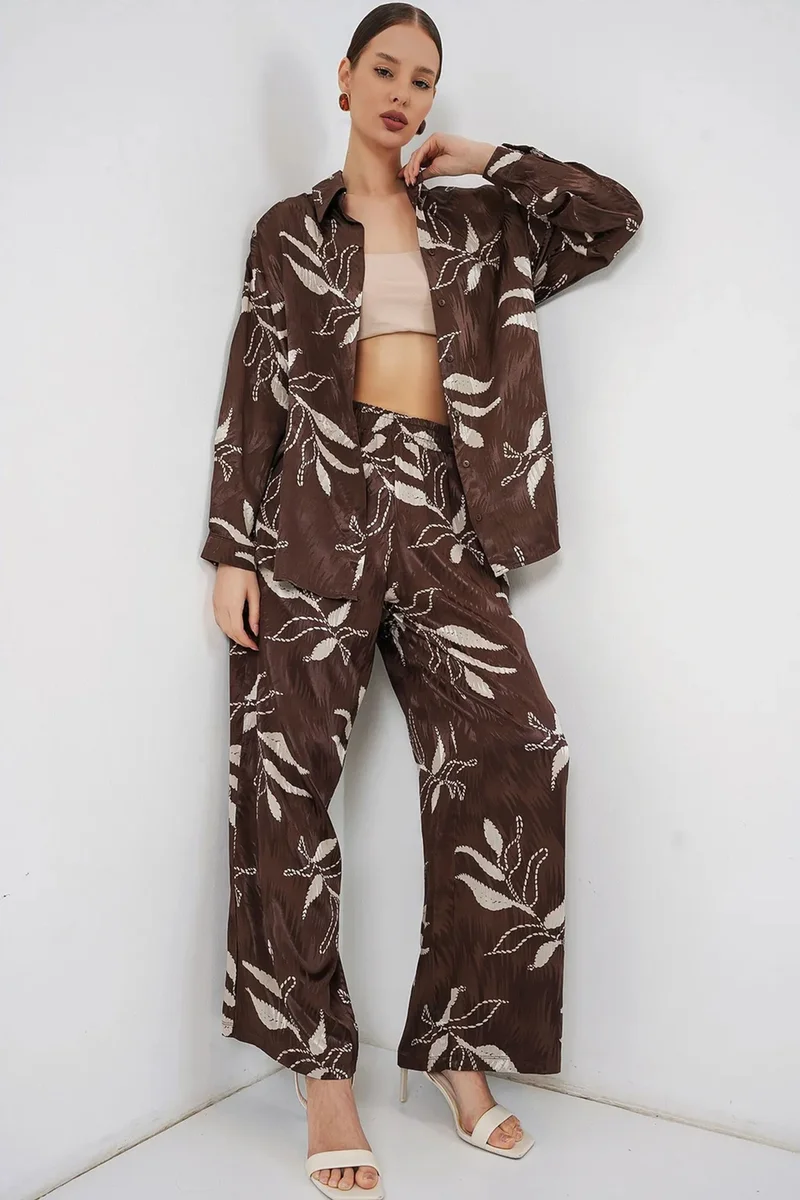 بيغ دارت BDART Floral Viscose Shirt and Wide-Leg Trousers Set