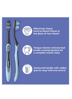 REACH Reach Essentials Toothbrush with Toothbrush Covers, Multi-Angled Medium Bristles, Contoured Handle, Tongue Scraper, 6 Count  - Image 2