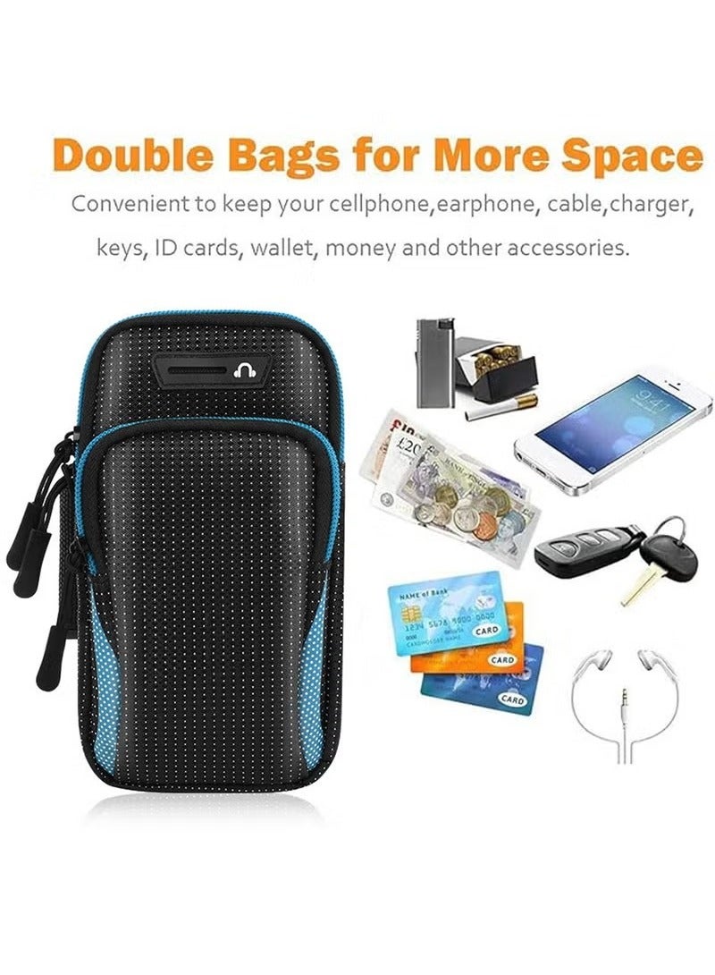 Running Armband Phone Holder Bag, Multi Pockets, for Phone Of Upto 6.5 inch, for Iphone 6s, 7, 8, 9,10,11,12,X, Samsung Galaxy S7, S8, S9, Plus, Note 8, Oneplus 5t, Google Pixel, Huawei - Image 3