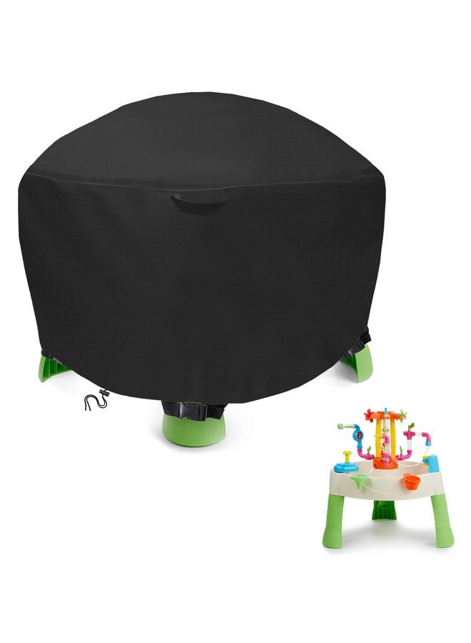 AKEfit Kids Water Table Cover For Little Tikes Spiralin' Seas Waterpark Play Table, Round Sand Water Table Cover Waterproof Dustproof Anti-Uv Outdoor Toys Cover,34“Dia X 18"H, Black (Cover Only) - Image 1