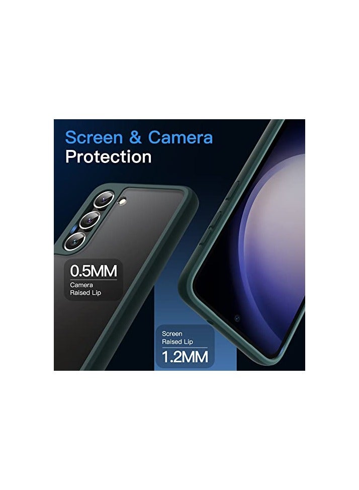 جي تيك حافظة JETech غير لامعة لهاتف سامسونج جالاكسي S23 5G مقاس 6.1 بوصة، غطاء هاتف نحيف واقٍ خلفي شفاف، مضاد لبصمات الأصابع (أخضر منتصف الليل) - Image 3