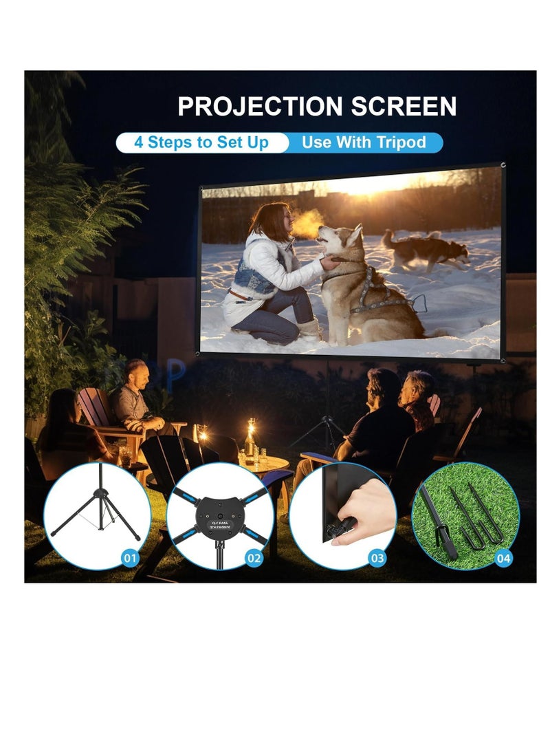 Generic Projector Screen with Stand, 84 Inch Movie Screen, 16:9 4K HD Projection Screen for Indoor Outdoor, Projector Screen and Stand with Bag for Home Theater Backyard Cinema (84")  - Image 4