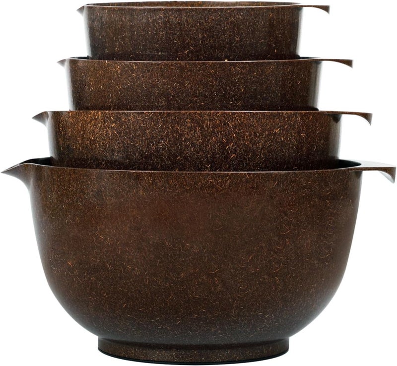 BoxedHome 4 Quart Large Plastic Mixing Bowls, Microwave Safe Mixing Bowl Set with Pour Spout, Nesting Bowls for Space Saving Storage(coffee) - Image 1
