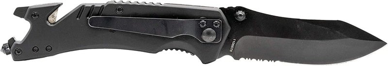 Smith & Wesson سكين مطوية بمساعدة نابض من M&P بطول 8.5 بوصة من الفولاذ المقاوم للصدأ عالي الكربون مع شفرة مسننة بطول 3.5 بوصة ومقبض مطاطي للبقاء في الهواء الطلق والاستخدام اليومي، تان - Image 3