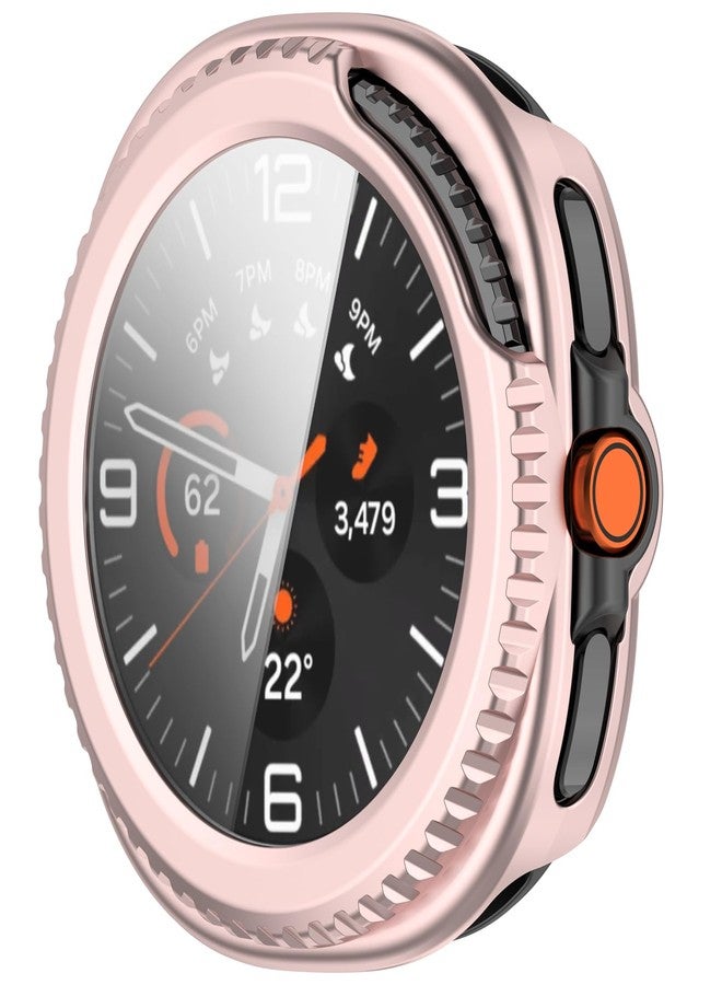 Yrzper Compatible with Samsung Galaxy Watch 8 Classic 46mm Hard PC Case Tempered Glass Screen Protector Cover Resistant Impact Resistant Protective (rose pink) - Image 2