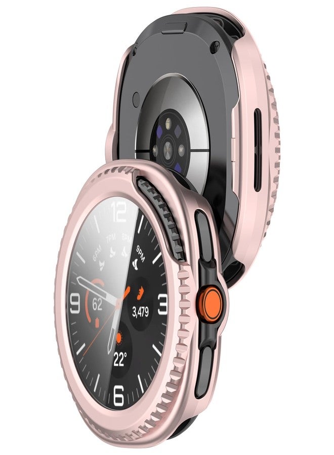 Yrzper Compatible with Samsung Galaxy Watch 8 Classic 46mm Hard PC Case Tempered Glass Screen Protector Cover Resistant Impact Resistant Protective (rose pink) - Image 3