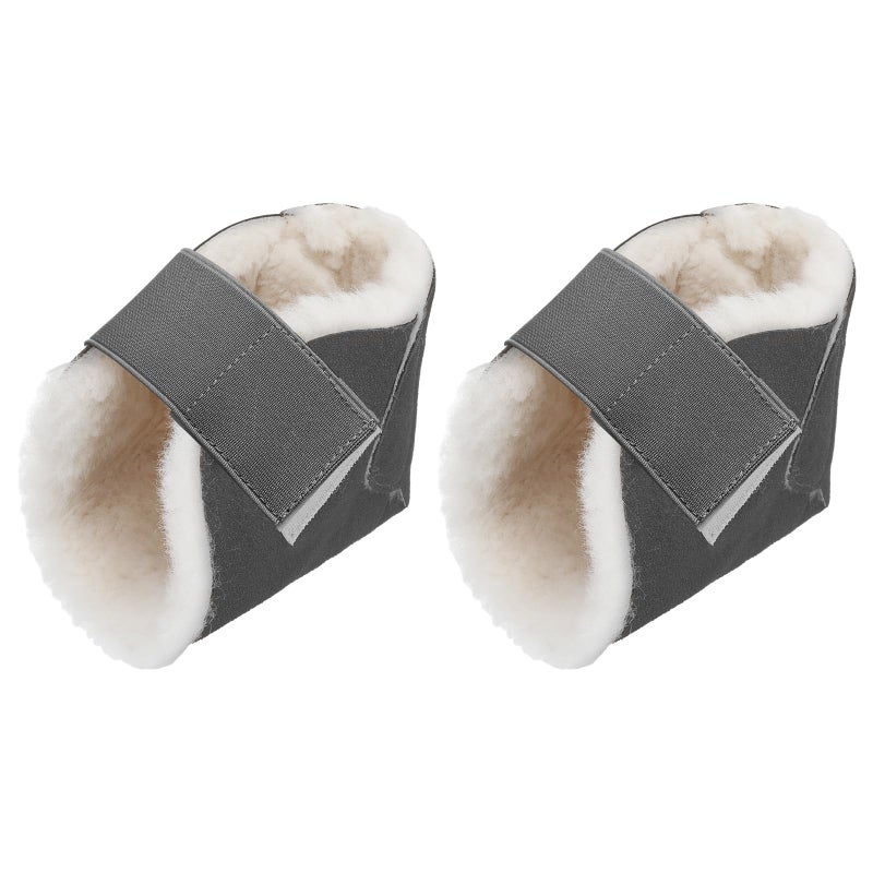 Jeere 2 Pcs Heel Protectors for Pressure Sores Sheepskin Heel Pads Soft Foot Cushions Pad Heel Protectors Adjustable Foot Pillows with Securing Strap for Bed Sore Ankle Ulcers(Dark Grey) - Image 1
