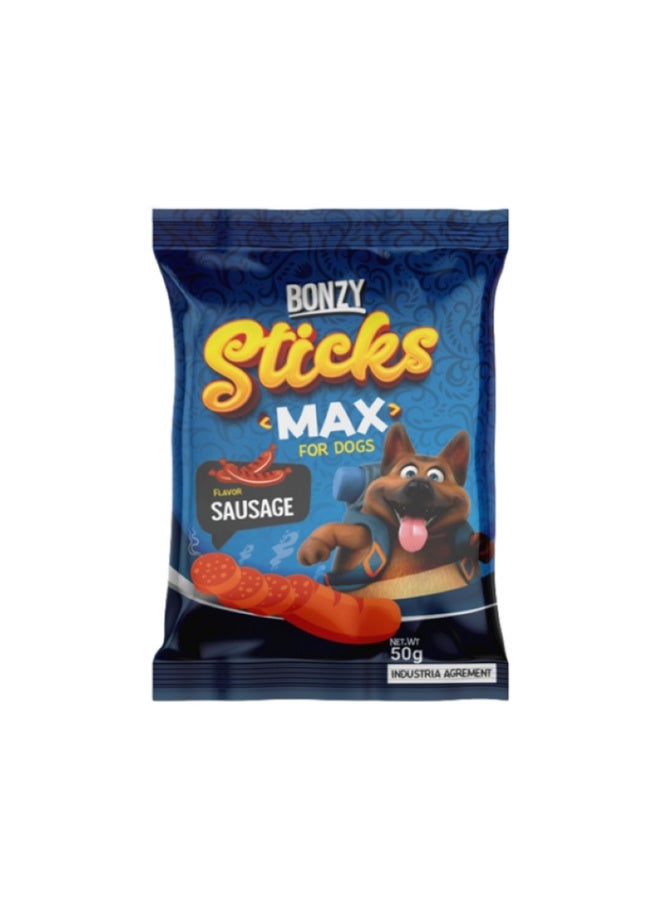 BONZY Sticks Max Dog Treats with Savory Sausage Flavor 50 g From Varmacy