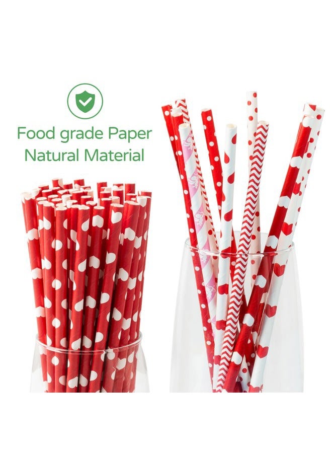PakTalk [100 Pack] Valentine Paper Straws, φ0.24''*8.27'' Red Heart Paper Straws for Valentines, Wedding, Party, Eco Friendly Drinking Straws (Red Heart, 0.24''*8.27'') - Image 3