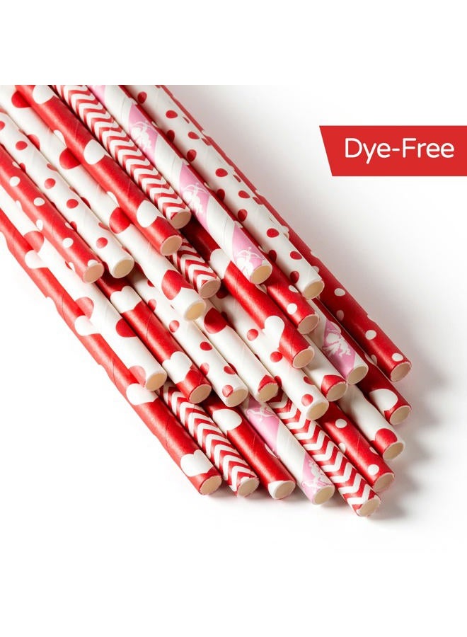 PakTalk [100 Pack] Valentine Paper Straws, φ0.24''*8.27'' Red Heart Paper Straws for Valentines, Wedding, Party, Eco Friendly Drinking Straws (Red Heart, 0.24''*8.27'') - Image 4