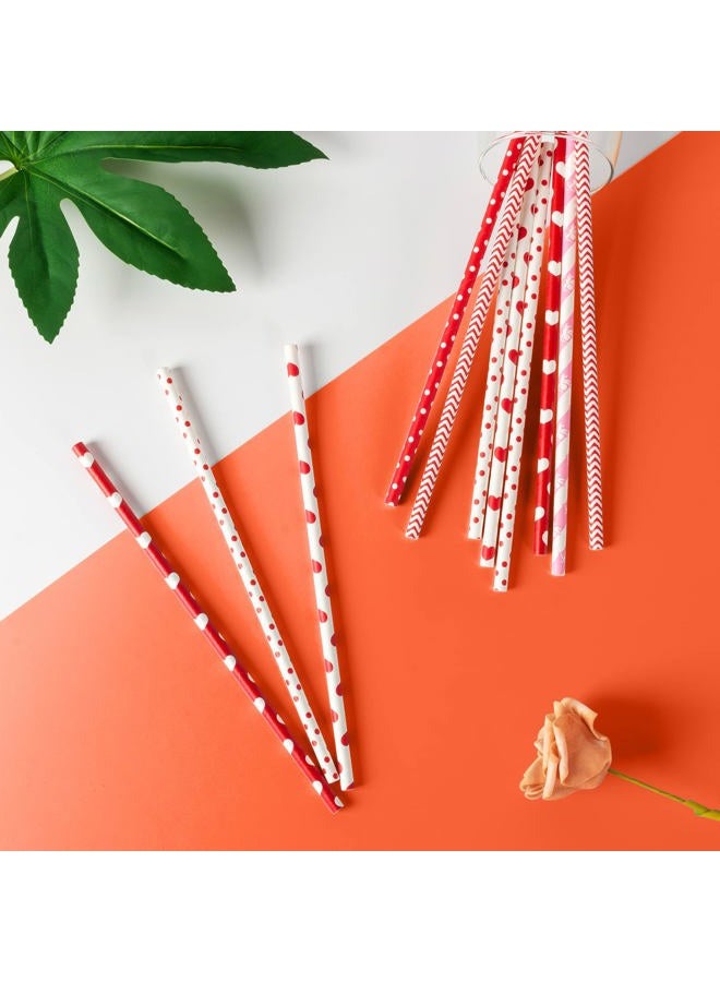 PakTalk [100 Pack] Valentine Paper Straws, φ0.24''*8.27'' Red Heart Paper Straws for Valentines, Wedding, Party, Eco Friendly Drinking Straws (Red Heart, 0.24''*8.27'') - Image 5