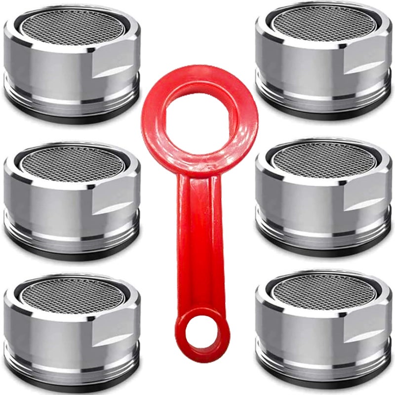 BOETOADG 6PCS Faucet Aerator Bathroom Sink Standard Replacement Parts with Brass Shell 15/16 Inch 24mm External Thread Aerator Faucet Filter with Gasket and Wrench Suitable for Kitchen and Bathroom - Image 1