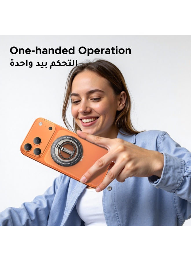 Ugreen Double-Sided Magnetic Phone Ring Holder features a strong 11N magnetic force, 360° rotation, a portable design, and compatibility with iPhone 17/16/15/14/13 MagSafe Phones Samsung Galaxy - Image 2