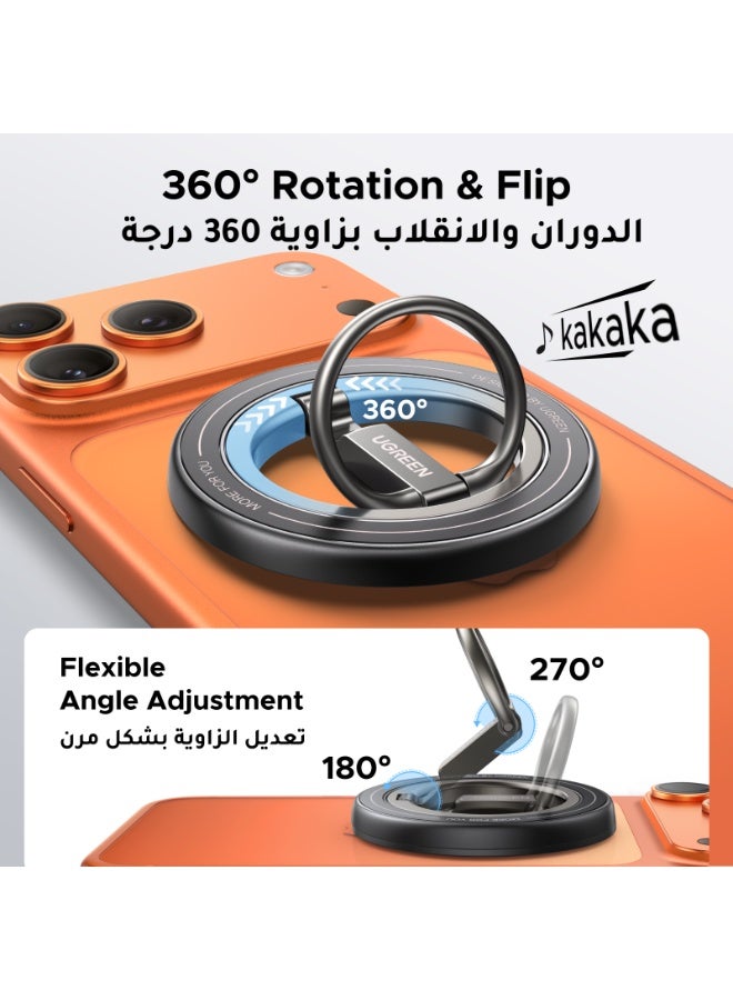 Ugreen Double-Sided Magnetic Phone Ring Holder features a strong 11N magnetic force, 360° rotation, a portable design, and compatibility with iPhone 17/16/15/14/13 MagSafe Phones Samsung Galaxy - Image 4