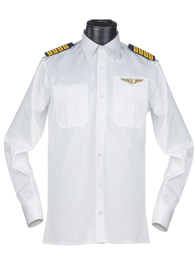 Pro Pilot zone Men’s Long Sleeve Pilot Shirt – Soft American Style – White  - Image 1
