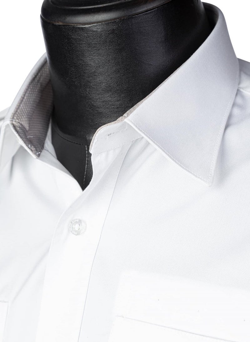 Pro Pilot zone Men’s Long Sleeve Pilot Shirt – Soft American Style – White  - Image 3