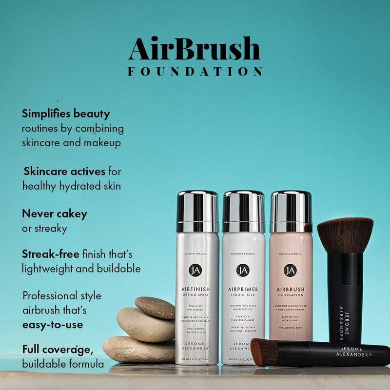 Jerome Alexander MagicMinerals AirBrush Foundation Set by Jerome Alexander - Complete 5pc Spray Makeup Set with Foundation, Primer, and Setting/Finishing Spray - for Smooth, Radiant Skin (Bright Medium) - Image 2