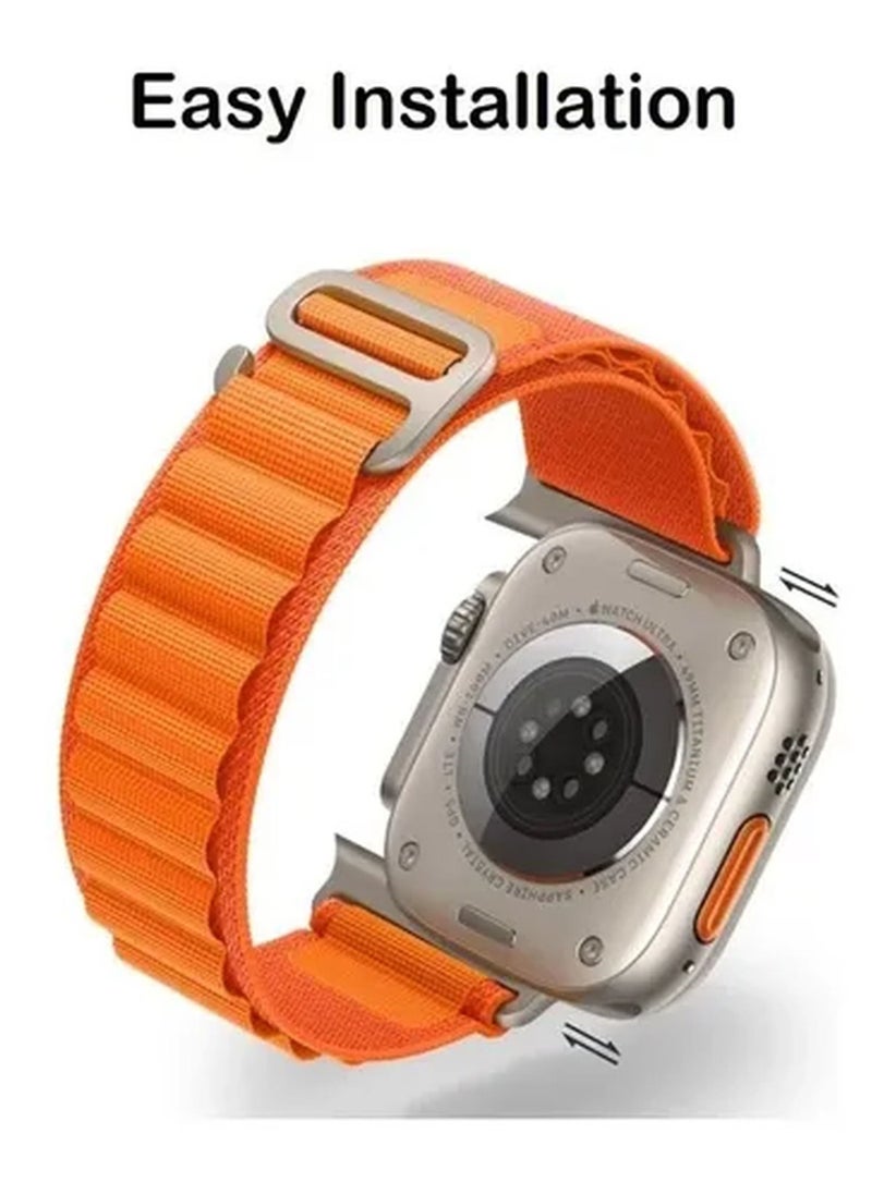 vesus - 2Pack for apple watch alpine Loop Band 49mm/45mm/44mm Nylon Woven Sport Strap Compatible with iwatch series 8/ultra/7/SE/6/5/4/3/2/3 Black/Orange - Image 1