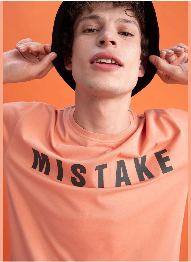 DeFacto Regular Fit Short Sleeve Slogan Print T-Shirt