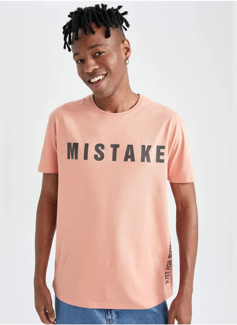 DeFacto Regular Fit Short Sleeve Slogan Print T-Shirt