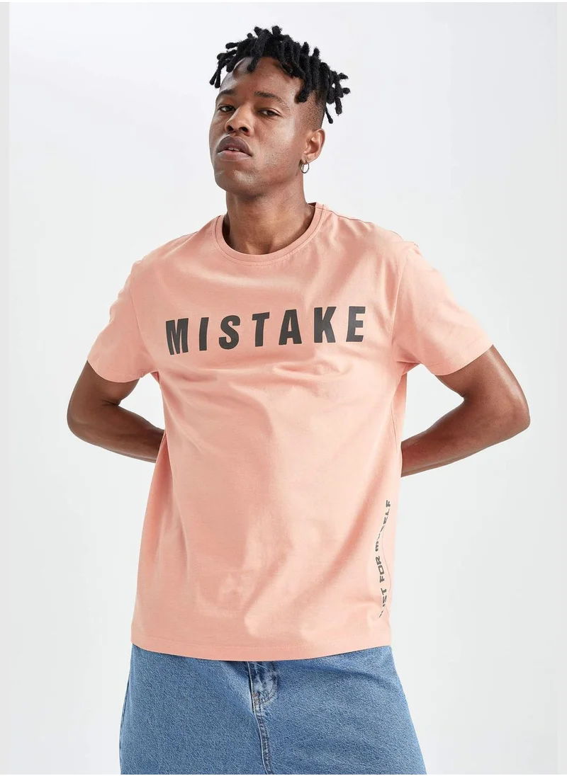 DeFacto Regular Fit Short Sleeve Slogan Print T-Shirt