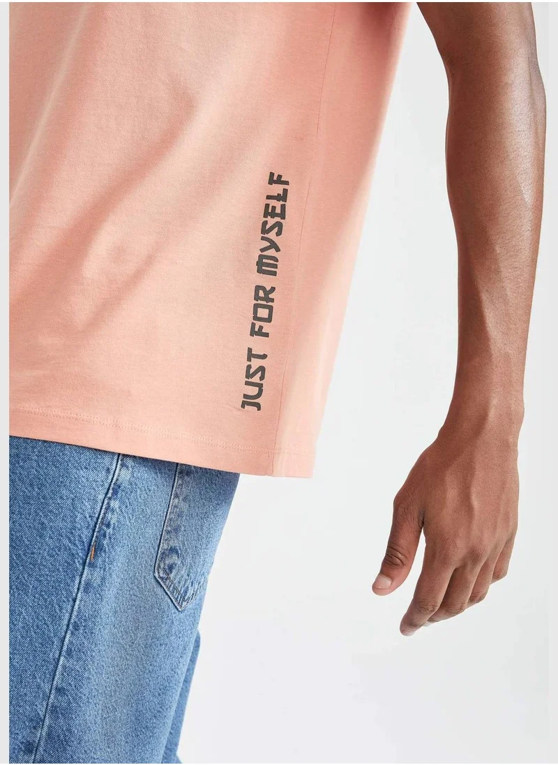 DeFacto Regular Fit Short Sleeve Slogan Print T-Shirt