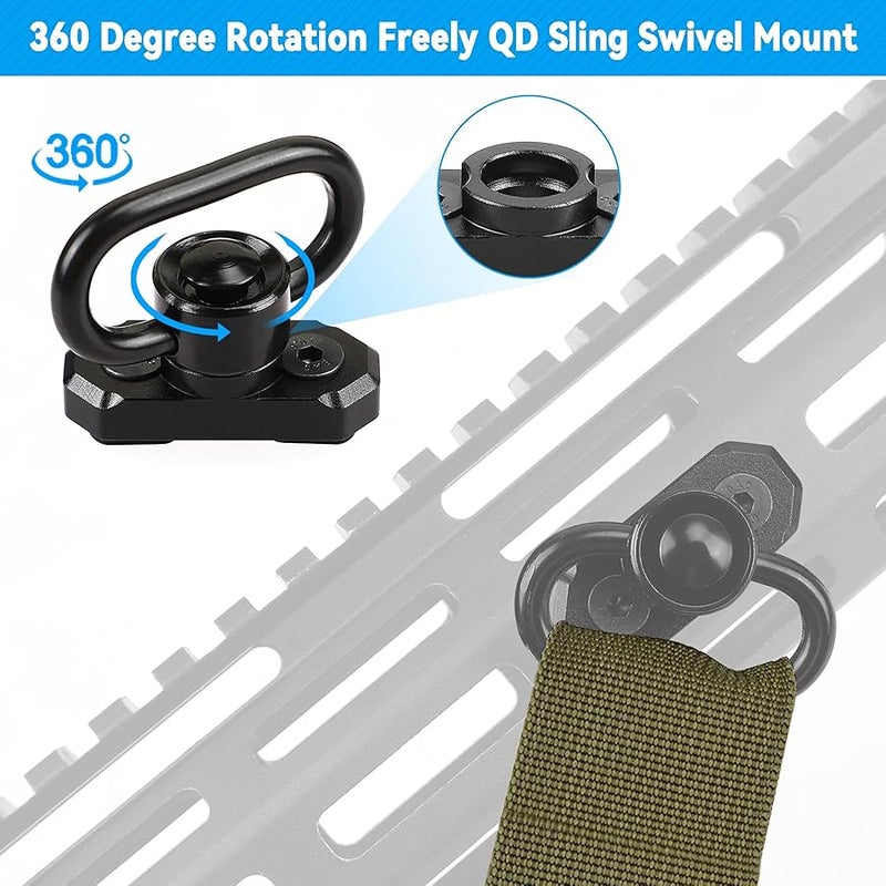 REERON Two Point Traditional QD Sling 1.25 2 Point Sling Swivels Mounts for M-Rails - Image 4