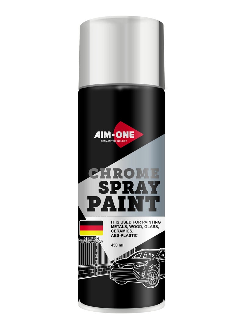 AIM-ONE Aim One Spray Paint Chrome 450ml - Its Used For Painting Metals - Wood - Glass - Ceramics - ABS-Plastic