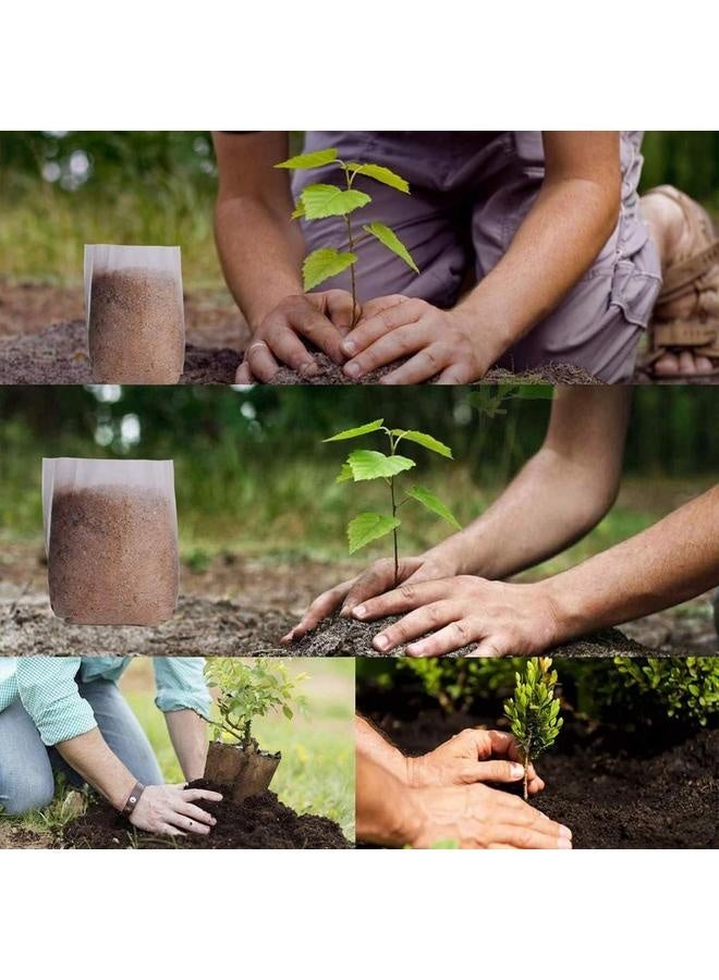 300 قطعة أكياس زراعية قابلة للتحلل غير منسوجة لزراعة النباتات أكياس لإنبات النباتات لتوريد حدائق المنزل أو الحدائق الخارجية 16x20 سم - Image 4