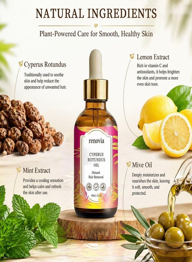 tebazoew Renovia Cyperus Rotundus Oil, Renovia Cyperus Rotundus Oil for Hair Removal, Pore Minimizer, Moisturizing & Soothing, Natural Herbal Hair Removal Oil for All Skin Types (1 PCS - Image 4