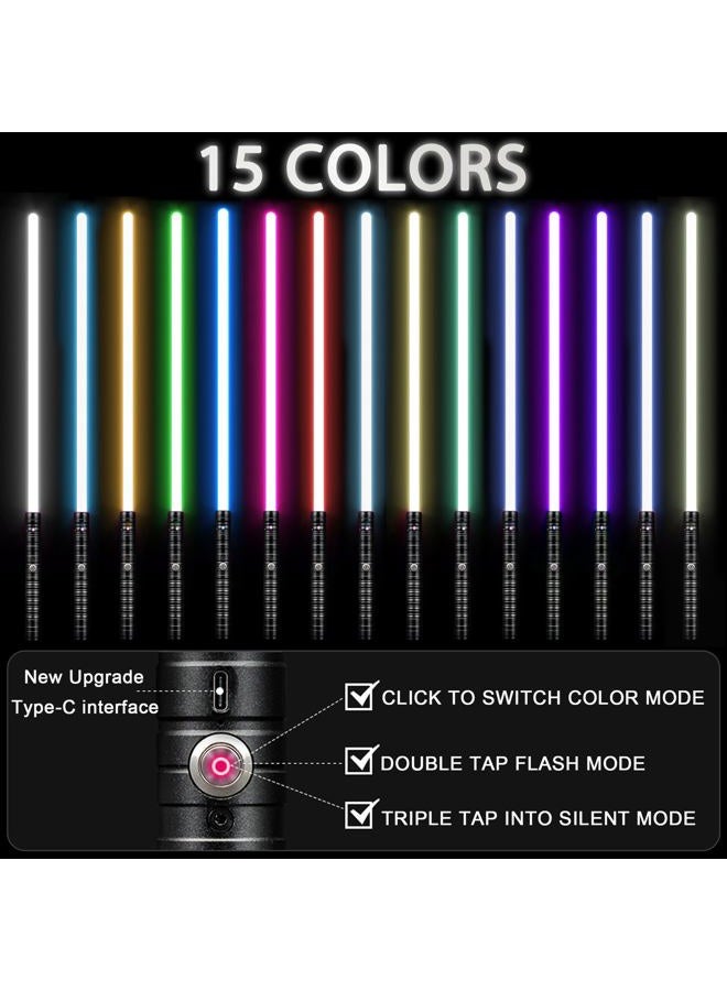Oomyeh Lightsaber, Dueling Lightsaber with Alloy Handle, 15 RGB Colors & 6 Sound Effects, 4 Modes Detachable Light Saber, USB Rechargeable for Kids & Adults, Ideal Birthday Christmas - Image 4