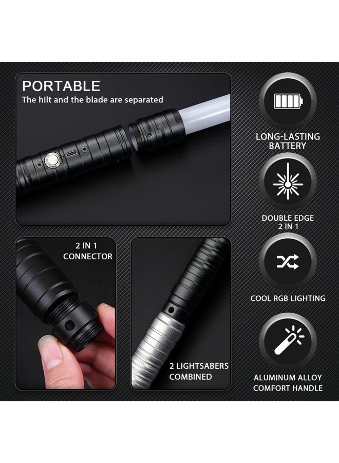 Oomyeh Lightsaber, Dueling Lightsaber with Alloy Handle, 15 RGB Colors & 6 Sound Effects, 4 Modes Detachable Light Saber, USB Rechargeable for Kids & Adults, Ideal Birthday Christmas - Image 3