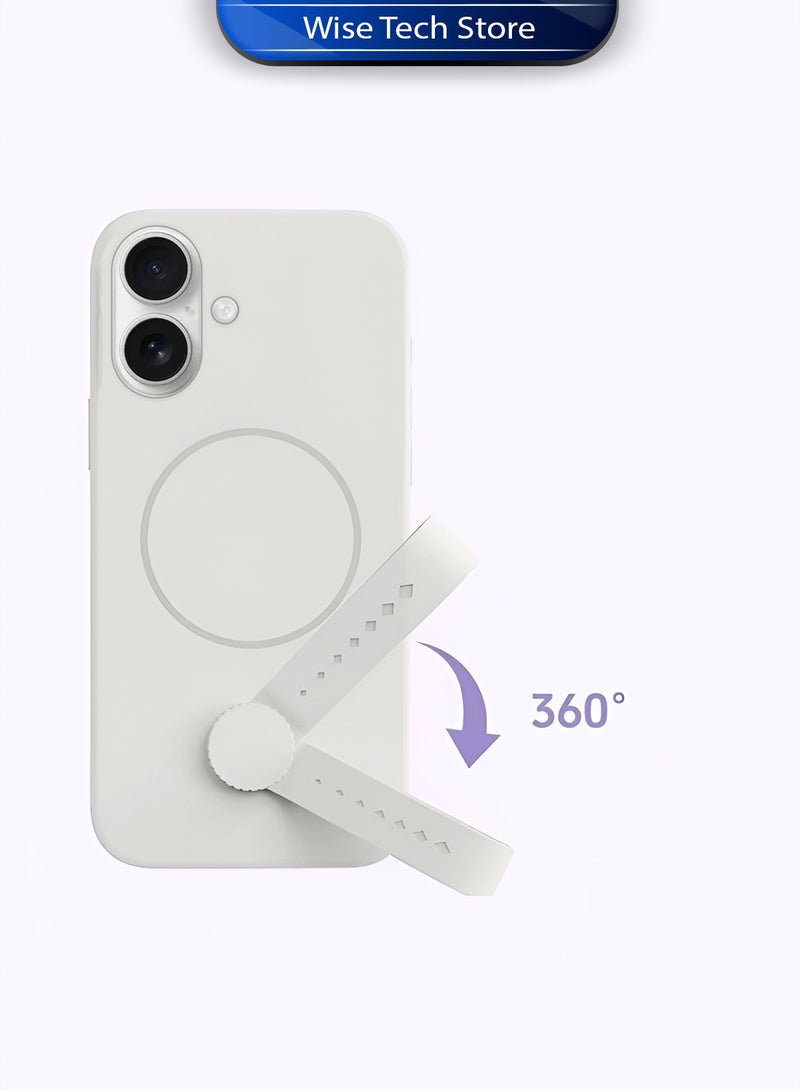 دبليو تيك غطاء ساعة يد دوار من السيليكون السائل المغناطيسي غير المرئي لهاتف أبل آيفون 17 5G 2025 (MCRPSN) - أبيض لؤلؤي - Image 5